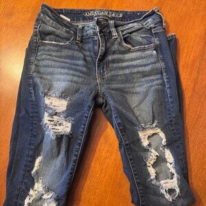 American Eagle Outfitters Women's Blue and Navy Jeans